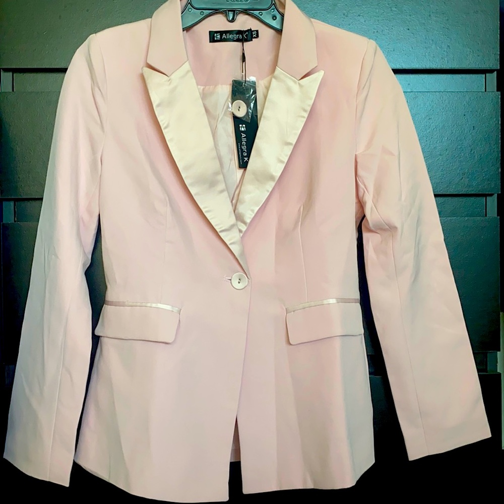 Pink Blazer Satiny Lapels - XS